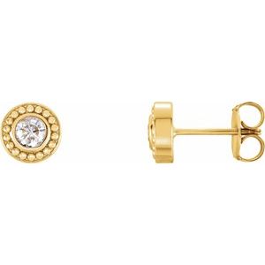 14K Yellow Gold 1/4 CTW Natural Diamond Beaded Earrings