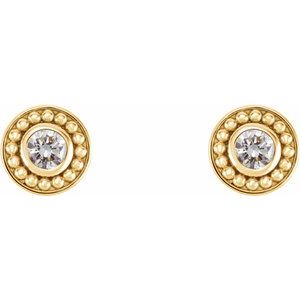 14K Yellow Gold 1/4 CTW Natural Diamond Beaded Earrings
