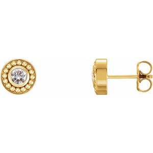 14K Yellow Gold 1/2 CTW Natural Diamond Beaded Earrings