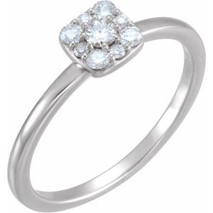 14K White Gold 1/4 CTW Natural Diamond Stackable Cluster Ring
