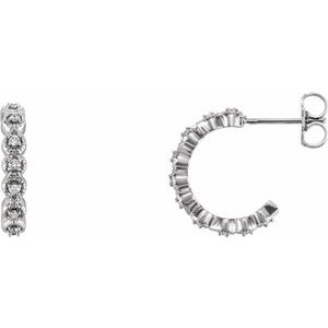 Platinum 1/8 CTW Natural Diamond 15.1 mm Hoop Earrings