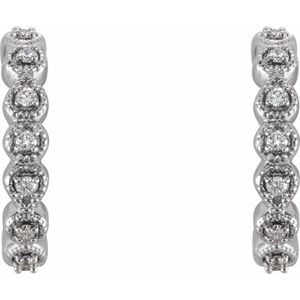 Platinum 1/8 CTW Natural Diamond 15.1 mm Hoop Earrings – image 2
