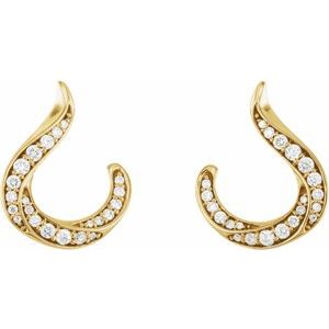14K Yellow Gold 3/8 CTW Natural Diamond Freeform Earrings