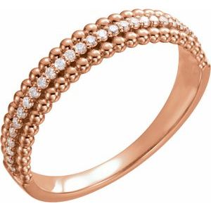 14K Rose Gold 1/6 CTW Natural Diamond Beaded Ring