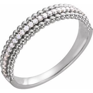 14K White Gold 1/6 CTW Natural Diamond Beaded Ring