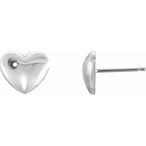 Sterling Silver Right Puffed Heart Earring Mounting