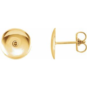 14K Yellow Gold 1.7 mm Round Domed Earring Mounting