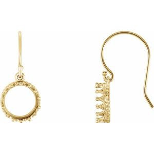 14K Yellow Gold 8 mm Round Cabochon Crown Earring Mounting