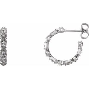 Platinum 1/6 CTW Natural Diamond 16.52 mm Hoop Earrings