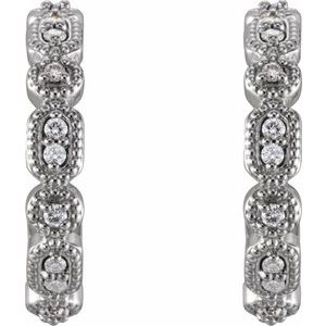 14K White Gold 1/6 CTW Natural Diamond 16.52 mm Hoop Earrings