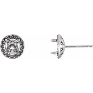 Platinum 4.5 mm Round Halo-Style Earring Mounting