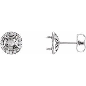 Sterling Silver 4 mm Round 1/10 CTW Natural Diamond Semi-Set Halo-Style Earrings