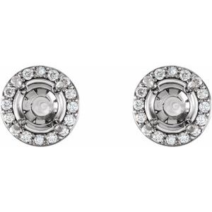 Sterling Silver 4.5 mm Round 1/6 CTW Natural Diamond Semi-Set Halo-Style Earrings – image 2