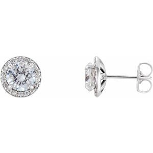Platinum 5/8 CTW Natural Diamond Halo-Style Earrings