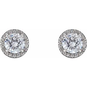 Platinum 1 CTW Natural Diamond Halo-Style Earrings – image 2