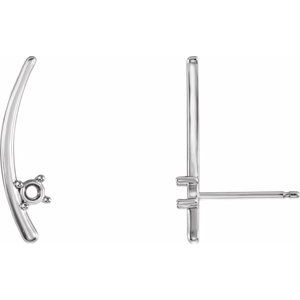 14K White Gold Right Ear Climber Earring Mounting