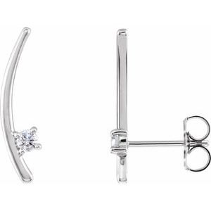 Platinum 1/8 CTW Natural Diamond Ear Climbers