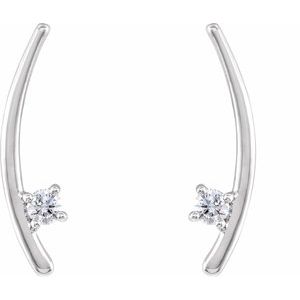 14K White Gold 1/8 CTW Natural Diamond Ear Climbers