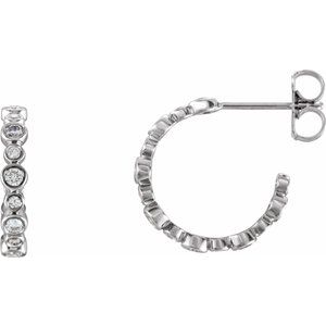 Platinum 3/8 CTW Natural Diamond 13.7 mm Hoop Earrings