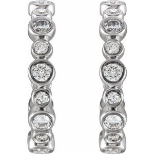 14K White Gold 3/8 CTW Natural Diamond 13.7 mm Hoop Earrings