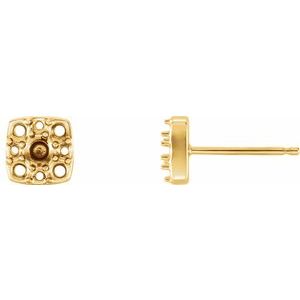 14K Yellow Gold Cluster Earring Mounting
