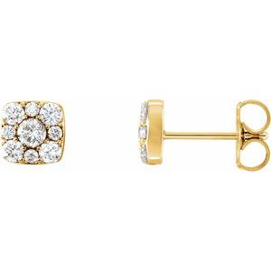 14K Yellow Gold 1/2 CTW Natural Diamond Cluster Earrings