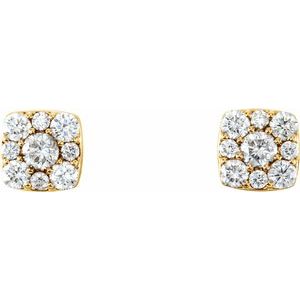 14K Yellow Gold 1/2 CTW Natural Diamond Cluster Earrings