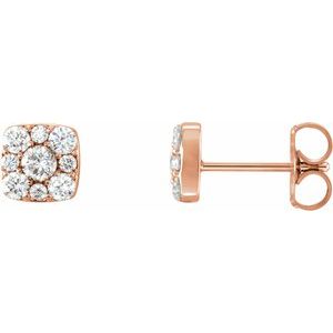 14K Rose Gold 1/2 CTW Natural Diamond Cluster Earrings