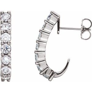14K White Gold 1 1/4 CTW Natural Diamond J-Hoop Earrings