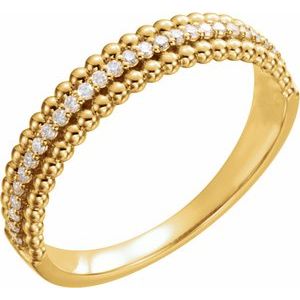 14K Yellow Gold 1/6 CTW Natural Diamond Beaded Ring