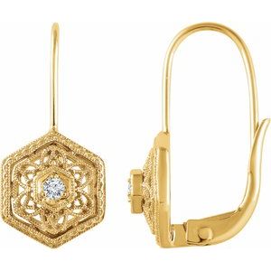 14K Yellow Gold .06 CTW Natural Diamond Filigree Earrings