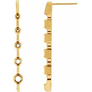 14K Yellow Gold 3.8 mm Round Five-Stone Graduated Journey Earring Mounting
