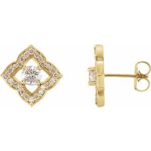 14K Rose Gold 3/4 CTW Natural Diamond Halo-Style Clover Earrings – image 3