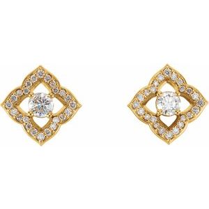 14K Rose Gold 3/4 CTW Natural Diamond Halo-Style Clover Earrings – image 4