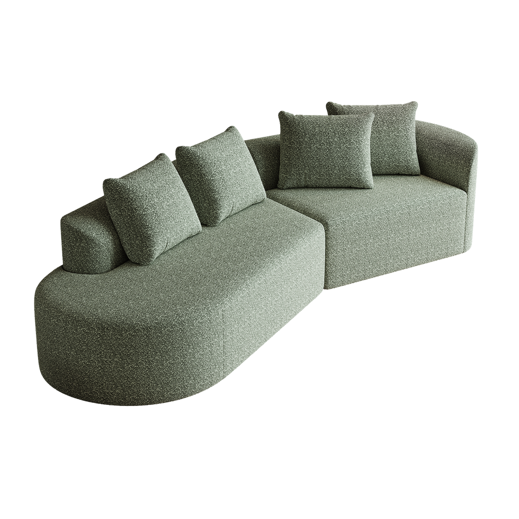 Modern Upholstered Oversized Sectional Sofa, 112-Inch Chenille 4-Seater Extra Deep & Wide Seat Curved Cloud Couch with 4 Throw Pillows, Free Combination Sofa Couch for Living Room,Bedroom