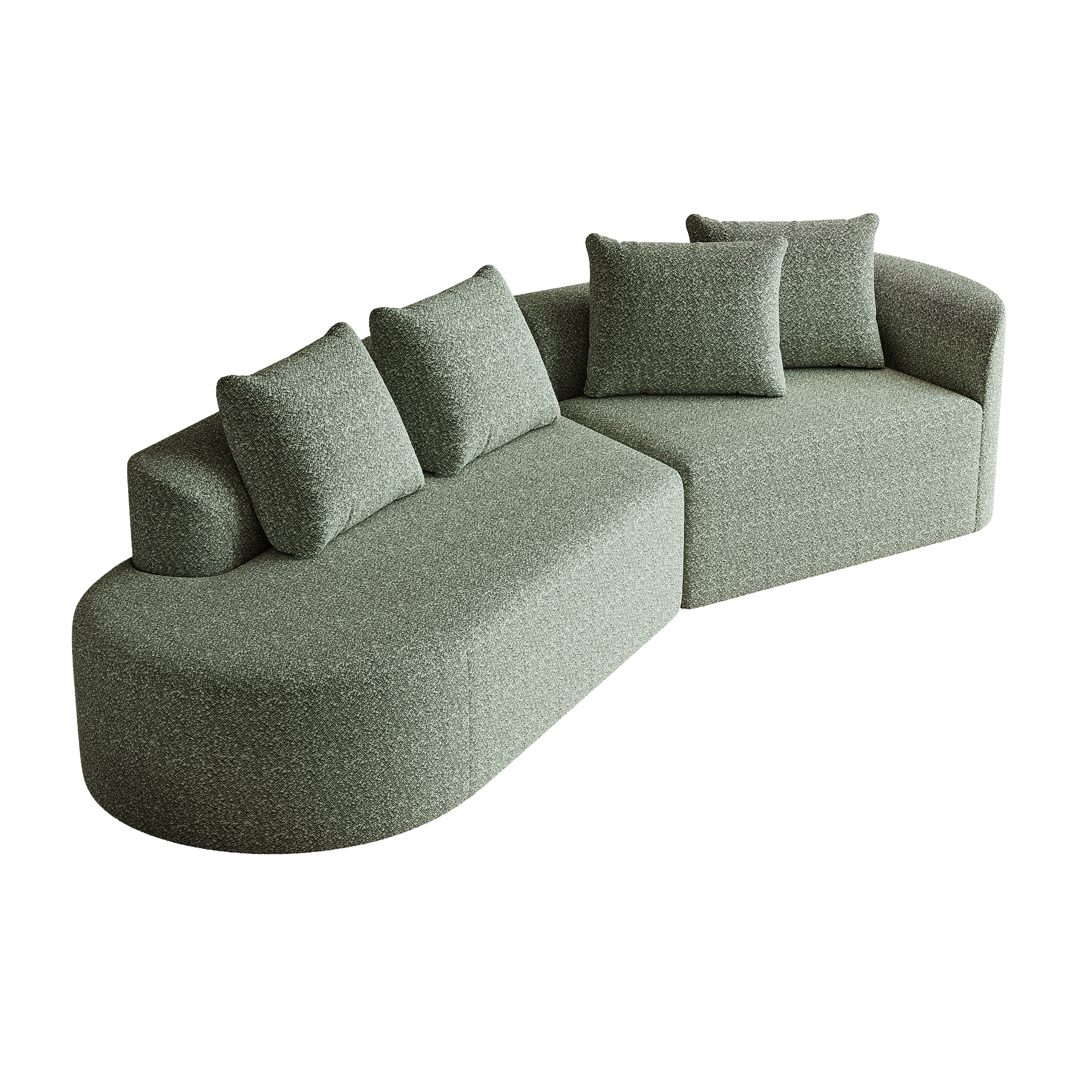 Modern Upholstered Oversized Sectional Sofa, 112-Inch Chenille 4-Seater Extra Deep & Wide Seat Curved Cloud Couch with 4 Throw Pillows, Free Combination Sofa Couch for Living Room,Bedroom