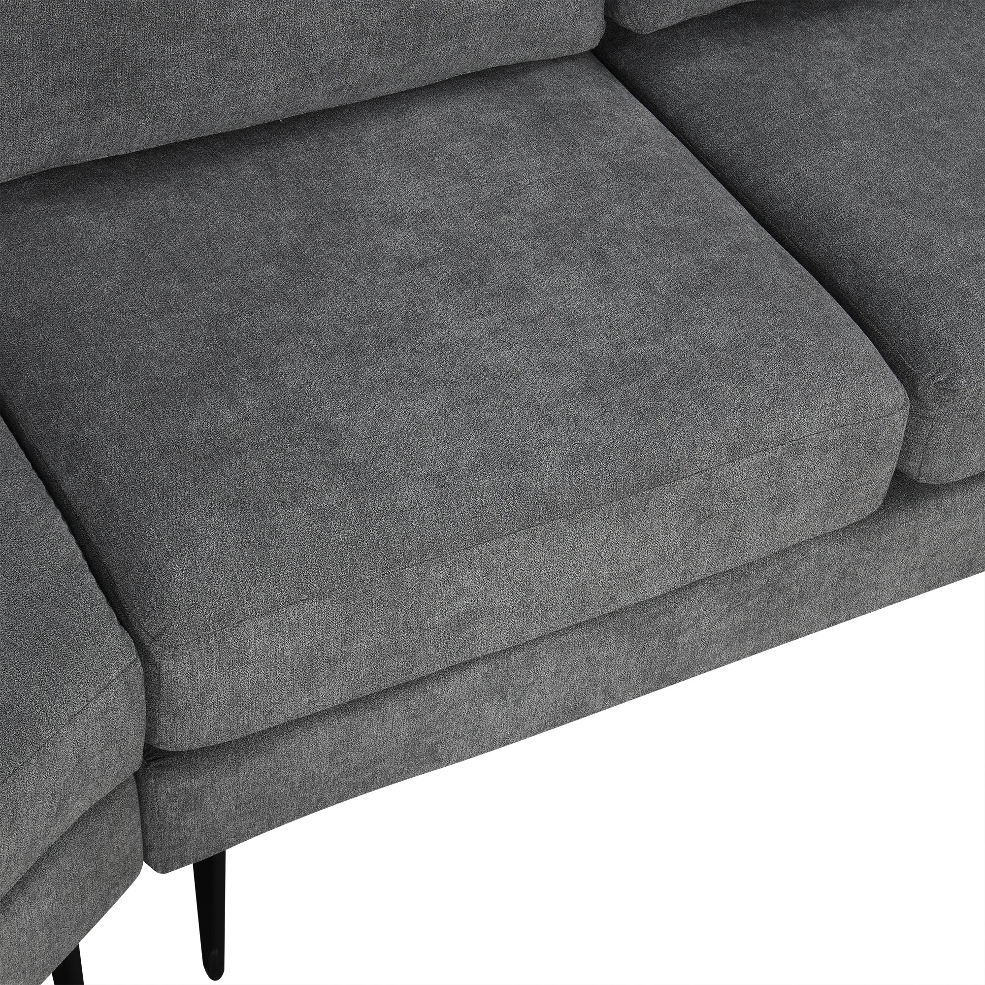 111' Upholstered 3-seater Sofa Curved Sofa Couch with Two Printed Pillows for Living Room, Dark Gray