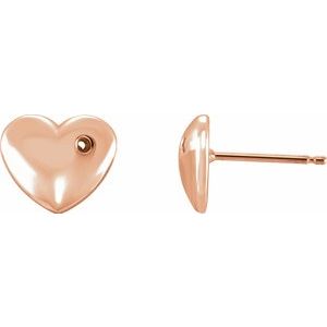 14K Rose Gold Left Puffed Heart Earring Mounting
