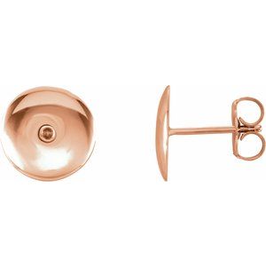 14K Rose Gold 1.7 mm Round Domed Earring Mounting