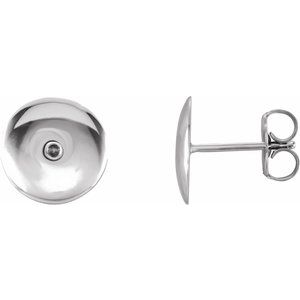 14K White Gold 1.7 mm Round Domed Earring Mounting