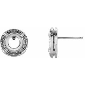 Sterling Silver 7 mm Round Cabochon Halo-style Earring Mounting