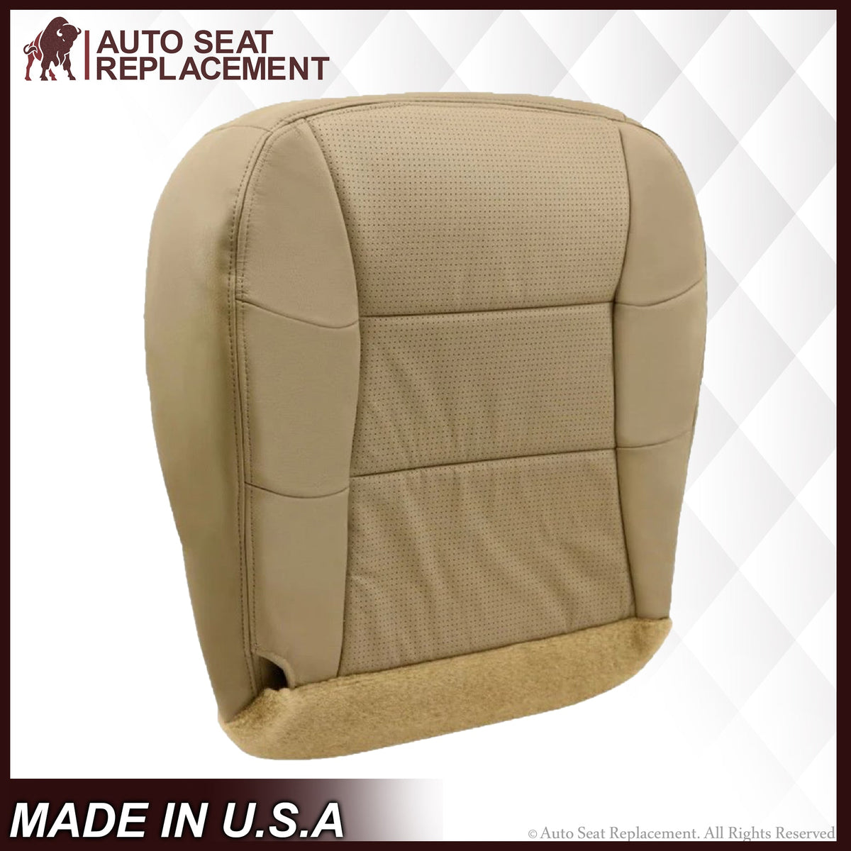 2000 2001 2002 Lincoln Navigator PERFORATED Seat Cover Replacement in Medium Parchment Tan: Choose Leather or Vinyl
