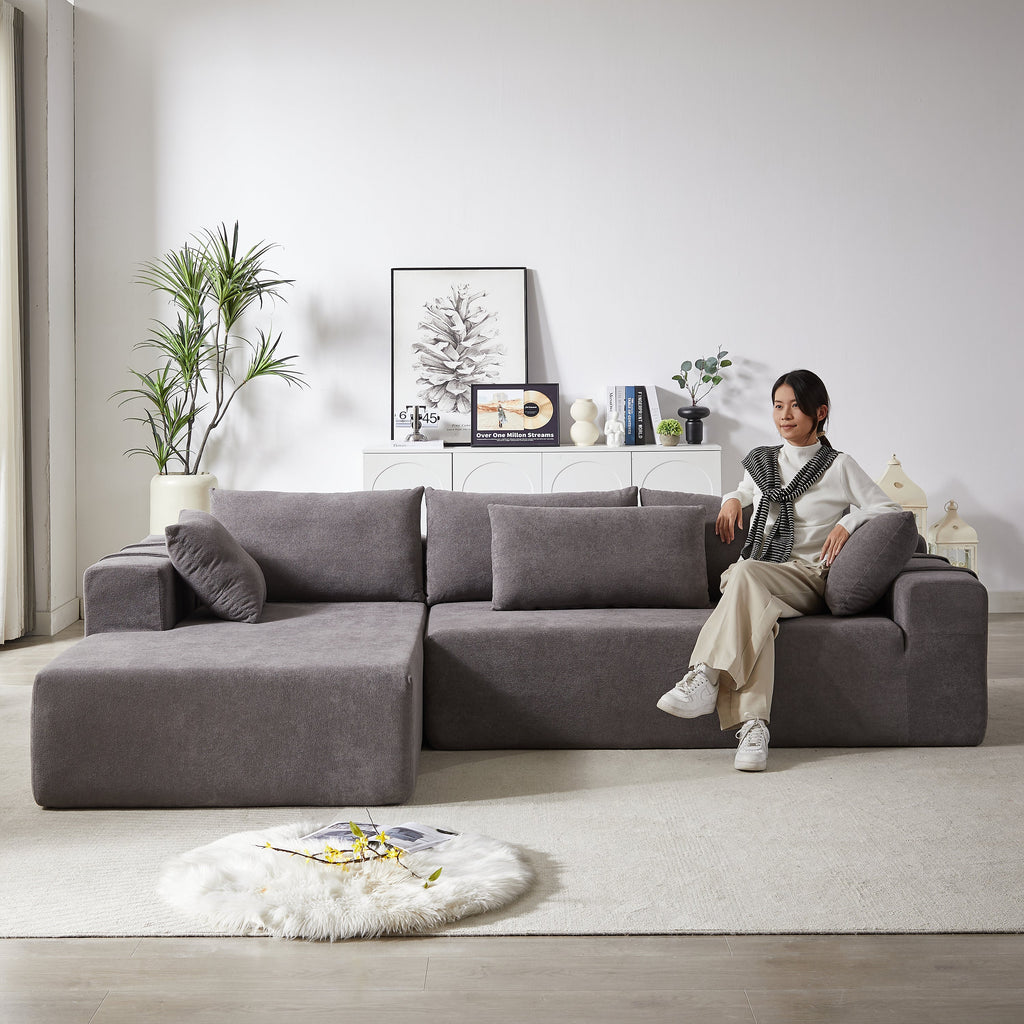 Modern Chenille Upholstered Sectional Sofa Couch Set,Modular 108' L Shaped Sectional Living Room Sofa Set With 6 Pillows,Free Combination Sofa Couch for Living Room,Bedroom(Left Chaise)W834P240001