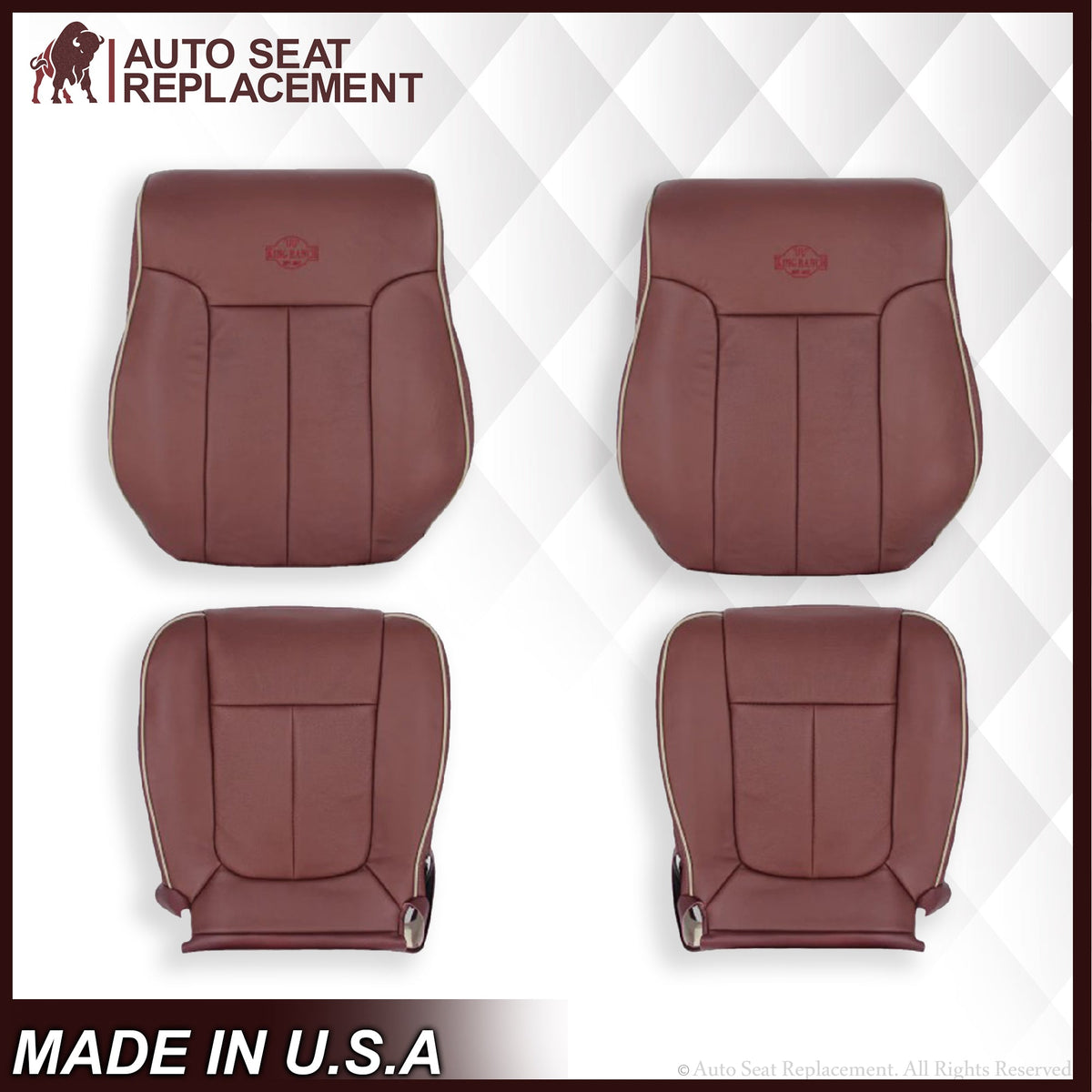 2011-2016 Ford F-250 F-350 F-450 Lariat Seat Cover Replacement in King Ranch Leather: Choose From Variants
