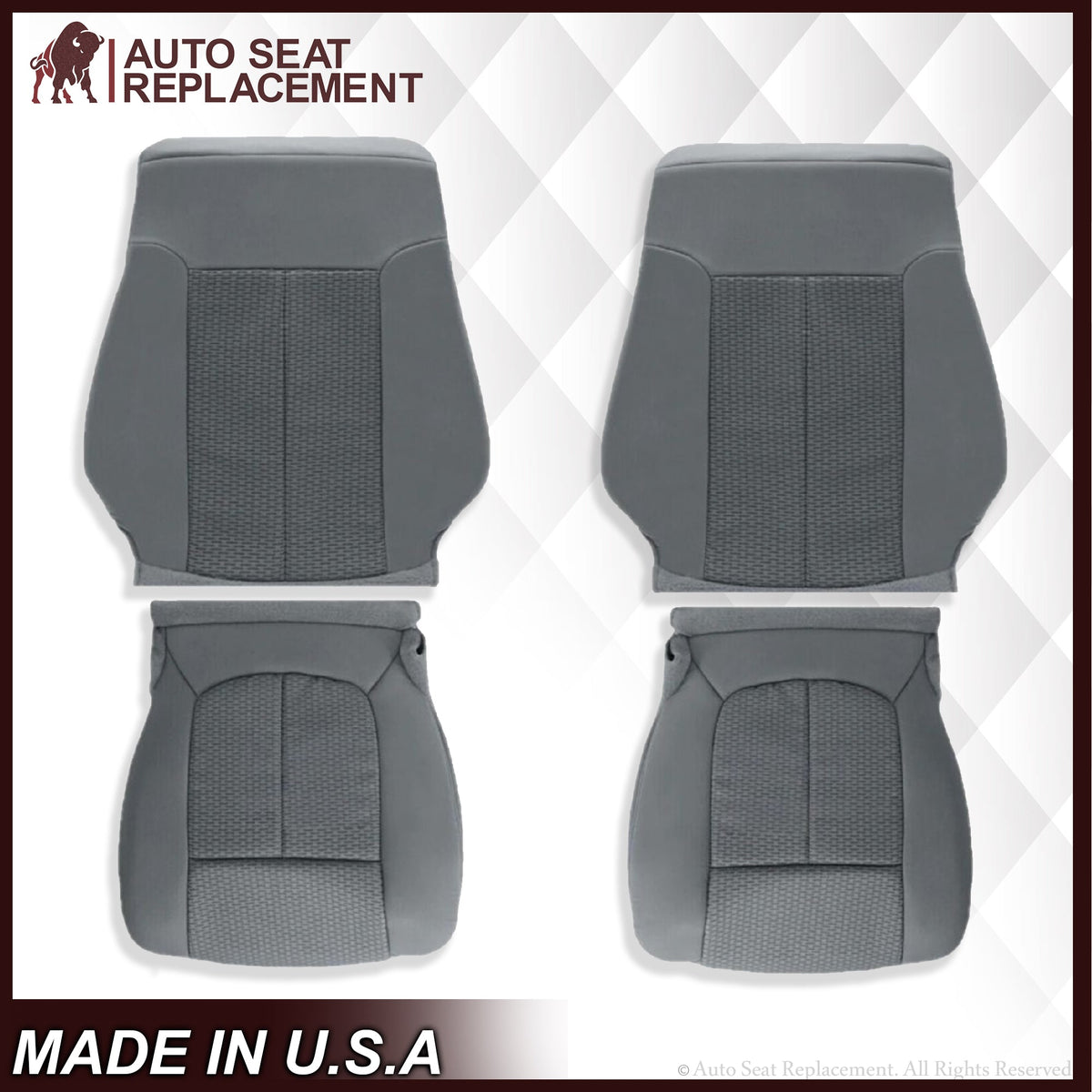 2011 - 2014 Ford F150 XLT Super Duty Gray Cloth Replacement Front Seat Covers