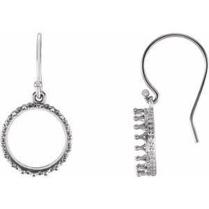 Sterling Silver 10 mm Round Cabochon Crown Earring Mounting