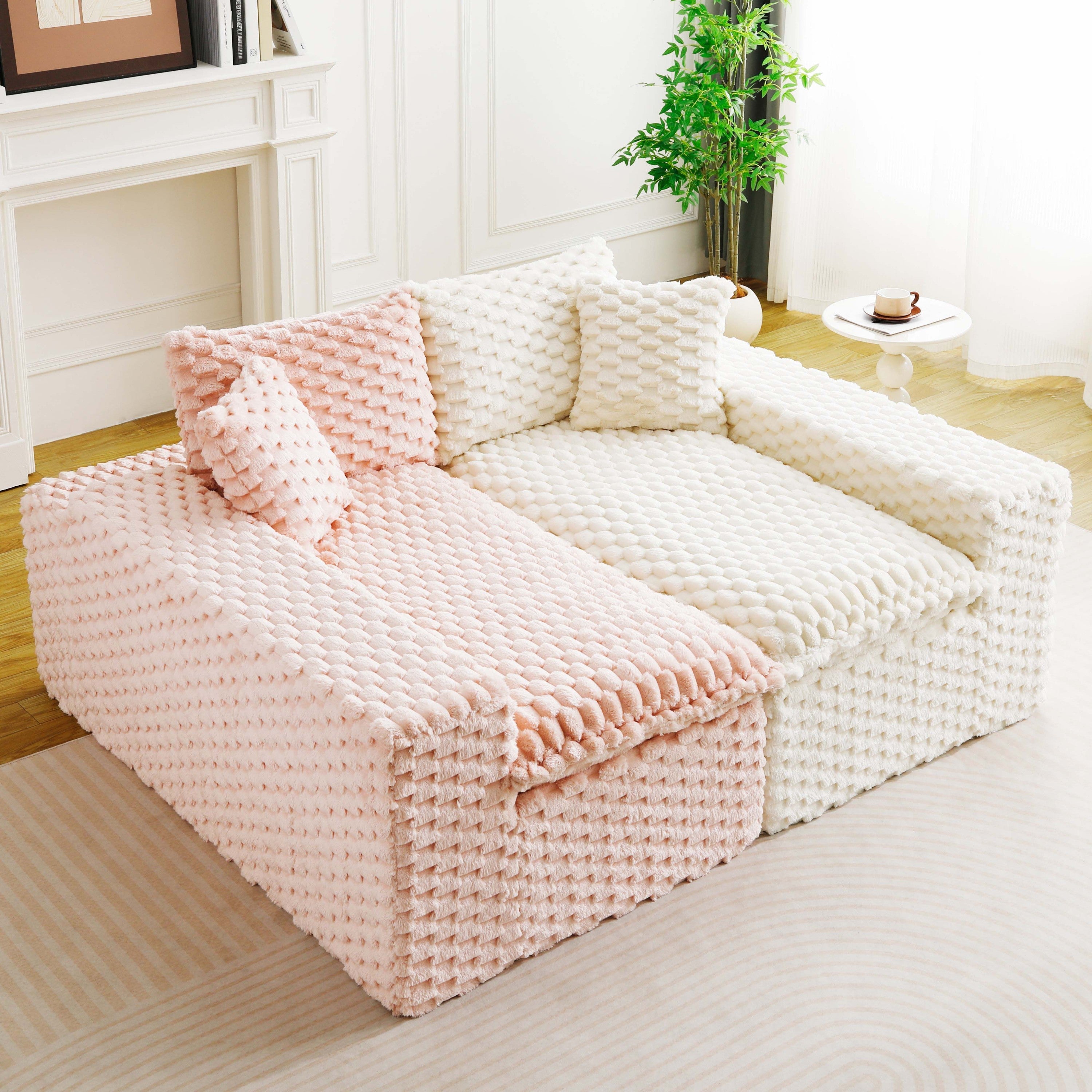 Luxury Color-Block Turtle Velvet Multifunctional Sofa - Arrangeable in Single Row, Side-by-Side or Facing Each Other, Stylish Living Room Furniture for Cozy Home Decor