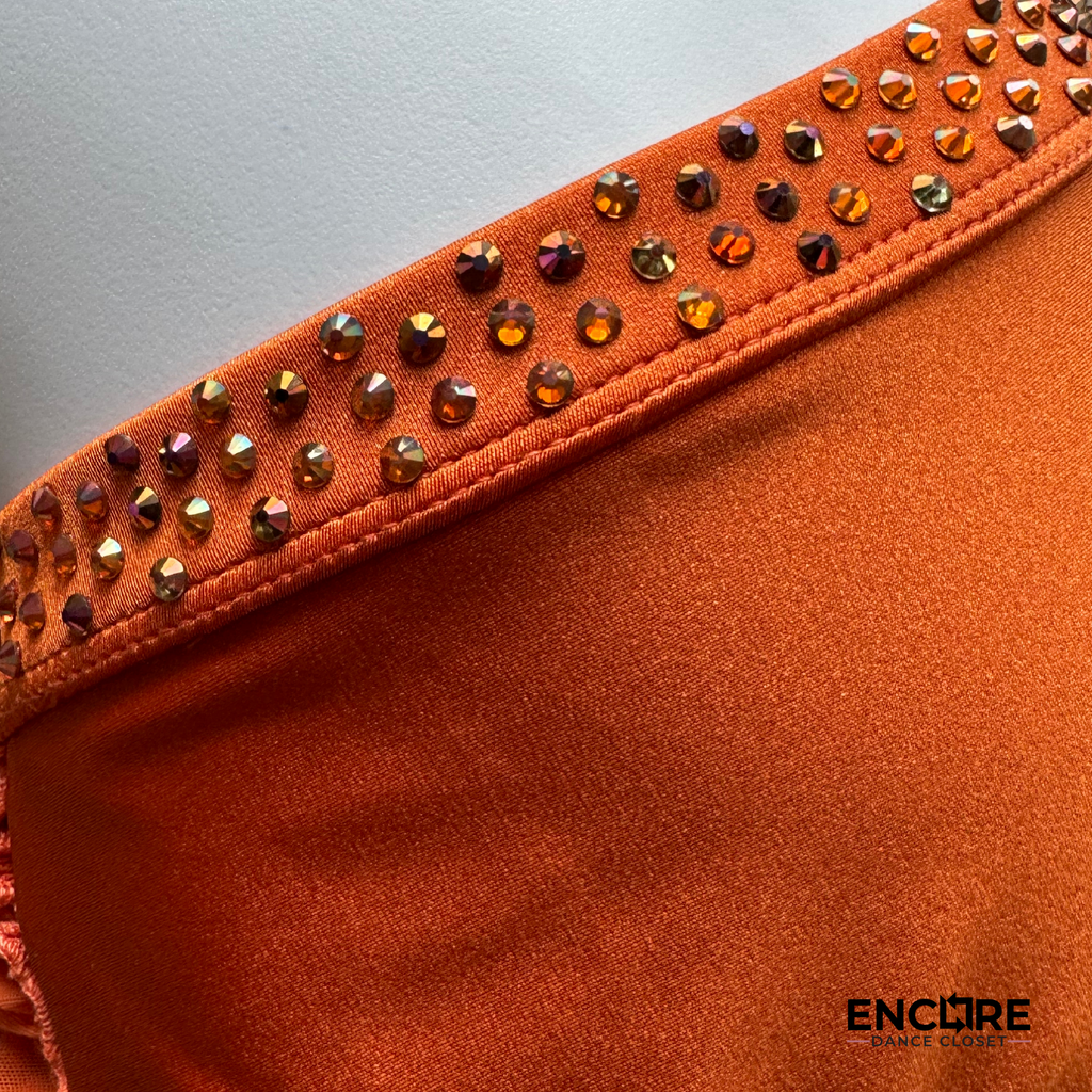 Burnt Orange Lyrical Two-Piece with Rhinestone Embellishments