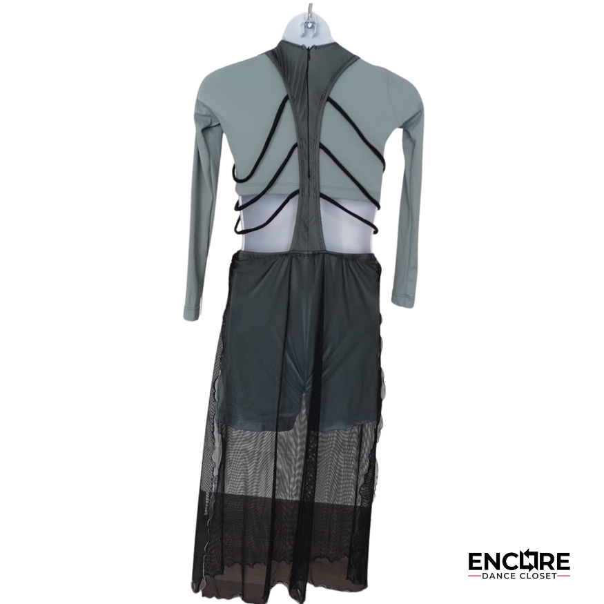 Sage Crop Top & Black Mesh Skirt