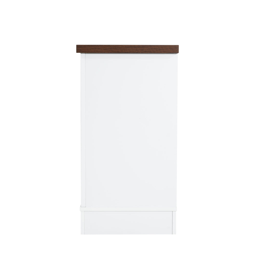 Modern White TV Console, 67' Width TV Stand, Glass Doors & Storage Drawers, Adjustable Shelves